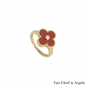 Van Cleef & Arpels?Carnelian & Diamond Vintage Alhambra Ring Van Cleef & Arpels?Carnelian & Diamond Vintage Alhambra Ring